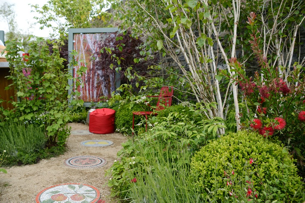 mały miejski ogródek pełen roślin 